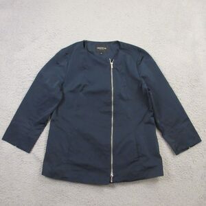 Lafayette 148 Womens Windbreaker‎ Jacket size 12 Nylon Blue Business Career Wear
